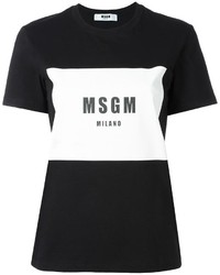 Женская черно-белая футболка с круглым вырезом с принтом от MSGM