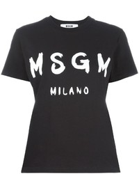 Женская черно-белая футболка с круглым вырезом с принтом от MSGM