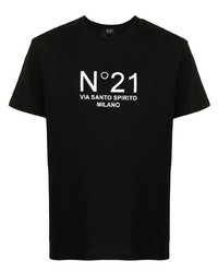 Мужская черно-белая футболка с круглым вырезом с принтом от N°21