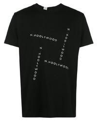 Мужская черно-белая футболка с круглым вырезом с принтом от N. Hoolywood