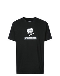 Мужская черно-белая футболка с круглым вырезом с принтом от Neighborhood
