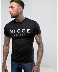 Мужская черно-белая футболка с круглым вырезом с принтом от Nicce London