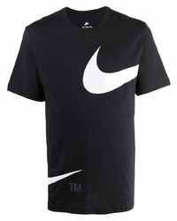 Мужская черно-белая футболка с круглым вырезом с принтом от Nike