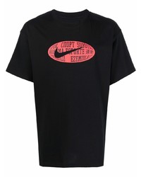 Мужская черно-белая футболка с круглым вырезом с принтом от Nike