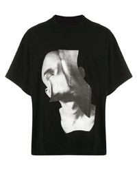 Мужская черно-белая футболка с круглым вырезом с принтом от Niløs