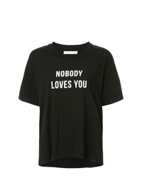 Женская черно-белая футболка с круглым вырезом с принтом от Nobody Denim