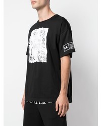 Мужская черно-белая футболка с круглым вырезом с принтом от Haculla