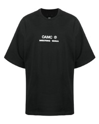 Мужская черно-белая футболка с круглым вырезом с принтом от Oamc