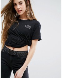 Женская черно-белая футболка с круглым вырезом с принтом от Vans
