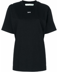 Женская черно-белая футболка с круглым вырезом с принтом от Off-White