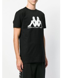 Мужская черно-белая футболка с круглым вырезом с принтом от Kappa Kontroll