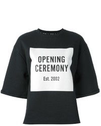 Женская черно-белая футболка с круглым вырезом с принтом от Opening Ceremony