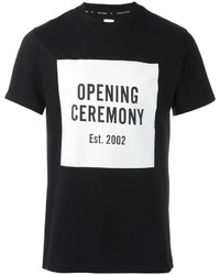 Женская черно-белая футболка с круглым вырезом с принтом от Opening Ceremony