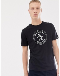 Мужская черно-белая футболка с круглым вырезом с принтом от Original Penguin