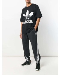 Мужская черно-белая футболка с круглым вырезом с принтом от adidas