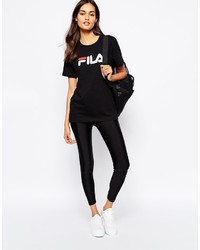 Женская черно-белая футболка с круглым вырезом с принтом от Fila