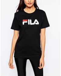 Женская черно-белая футболка с круглым вырезом с принтом от Fila