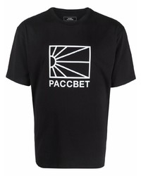 Мужская черно-белая футболка с круглым вырезом с принтом от PACCBET