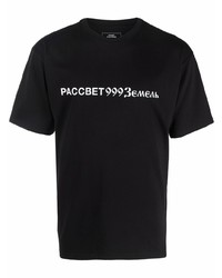 Мужская черно-белая футболка с круглым вырезом с принтом от PACCBET