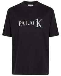 Мужская черно-белая футболка с круглым вырезом с принтом от Palace