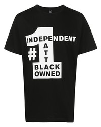Мужская черно-белая футболка с круглым вырезом с принтом от PATTA