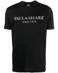 Мужская черно-белая футболка с круглым вырезом с принтом от Paul & Shark