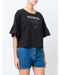 Женская черно-белая футболка с круглым вырезом с принтом от Vivetta