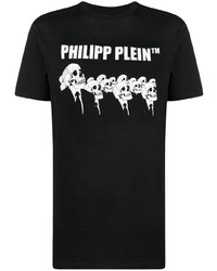 Мужская черно-белая футболка с круглым вырезом с принтом от Philipp Plein