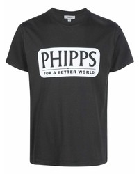 Мужская черно-белая футболка с круглым вырезом с принтом от Phipps