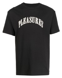 Мужская черно-белая футболка с круглым вырезом с принтом от Pleasures