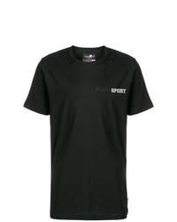 Мужская черно-белая футболка с круглым вырезом с принтом от Plein Sport