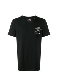 Мужская черно-белая футболка с круглым вырезом с принтом от Plein Sport