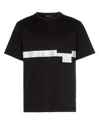 Мужская черно-белая футболка с круглым вырезом с принтом от Portvel