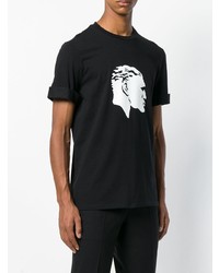 Мужская черно-белая футболка с круглым вырезом с принтом от Neil Barrett