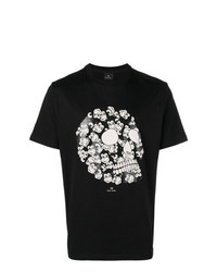 Мужская черно-белая футболка с круглым вырезом с принтом от Ps By Paul Smith