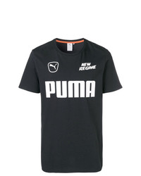 Мужская черно-белая футболка с круглым вырезом с принтом от Puma