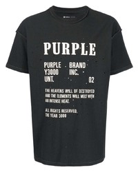 Мужская черно-белая футболка с круглым вырезом с принтом от purple brand