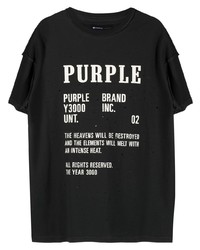 Мужская черно-белая футболка с круглым вырезом с принтом от purple brand