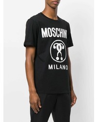 Мужская черно-белая футболка с круглым вырезом с принтом от Moschino