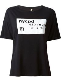Женская черно-белая футболка с круглым вырезом с принтом от R 13