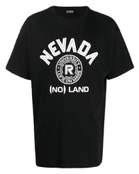 Мужская черно-белая футболка с круглым вырезом с принтом от Raf Simons