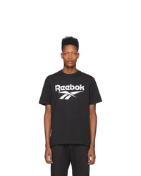 Мужская черно-белая футболка с круглым вырезом с принтом от Reebok Classics