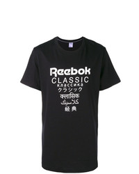 Мужская черно-белая футболка с круглым вырезом с принтом от Reebok
