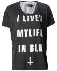 Женская черно-белая футболка с круглым вырезом с принтом от Religion