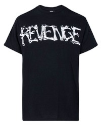 Мужская черно-белая футболка с круглым вырезом с принтом от Revenge