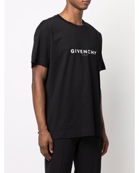 Мужская черно-белая футболка с круглым вырезом с принтом от Givenchy