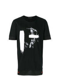 Мужская черно-белая футболка с круглым вырезом с принтом от RH45