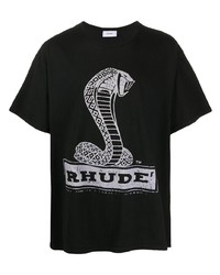 Мужская черно-белая футболка с круглым вырезом с принтом от Rhude