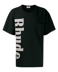 Мужская черно-белая футболка с круглым вырезом с принтом от Rhude