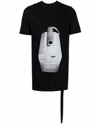 Мужская черно-белая футболка с круглым вырезом с принтом от Rick Owens DRKSHDW
